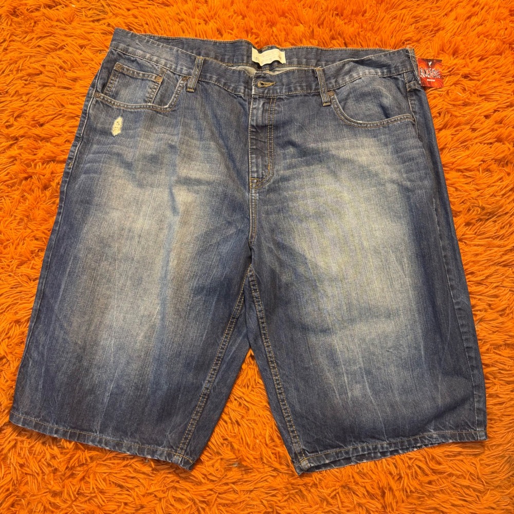 Ecko Unltd 759 Relaxed Fit Denim Shorts Mens 42 Blue Distressed Hip Hop Street